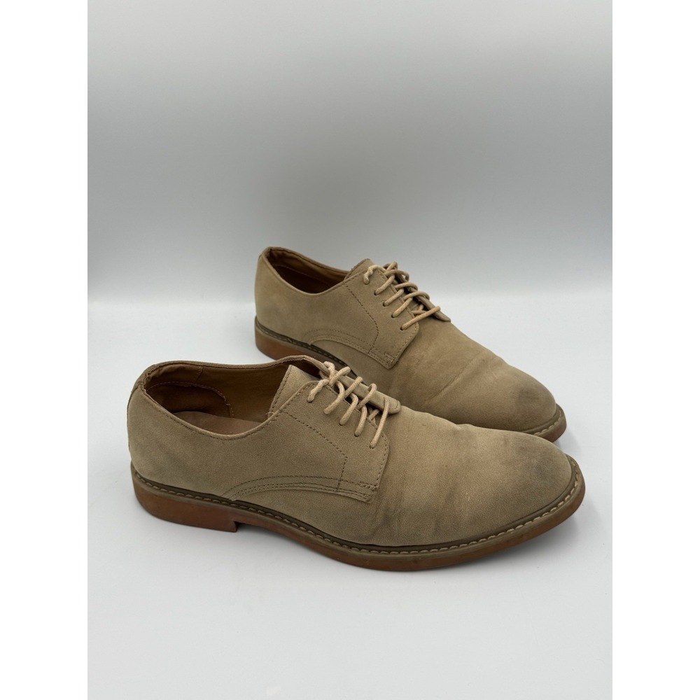 Alfani Suede Cap Toe Oxfords Men Size 9.5M Tan with  Red Rubber Soles Classic